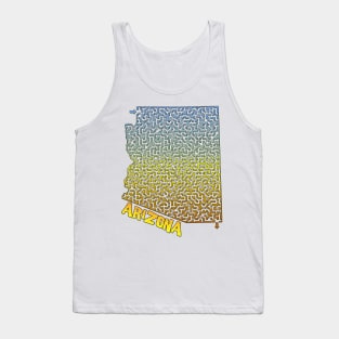 Arizona State Outline Desert Themed Maze & Labyrinth Tank Top